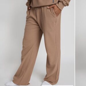 Comfrt Truffle Brown Women's Waffle Knit Wide Leg Lounge Pants 3XL